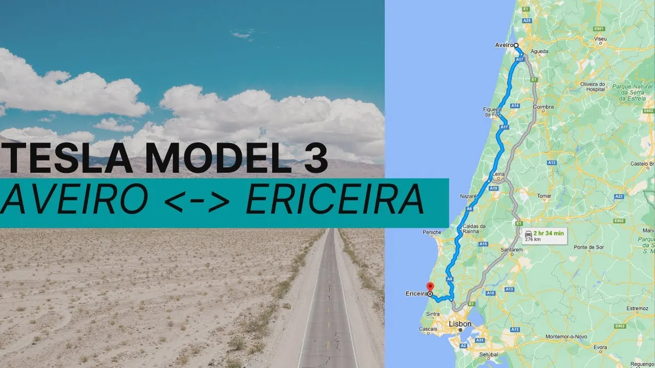 Miniatura do vídeo: Road trip Aveiro-Ericeira no Tesla Model 3: consumos reais