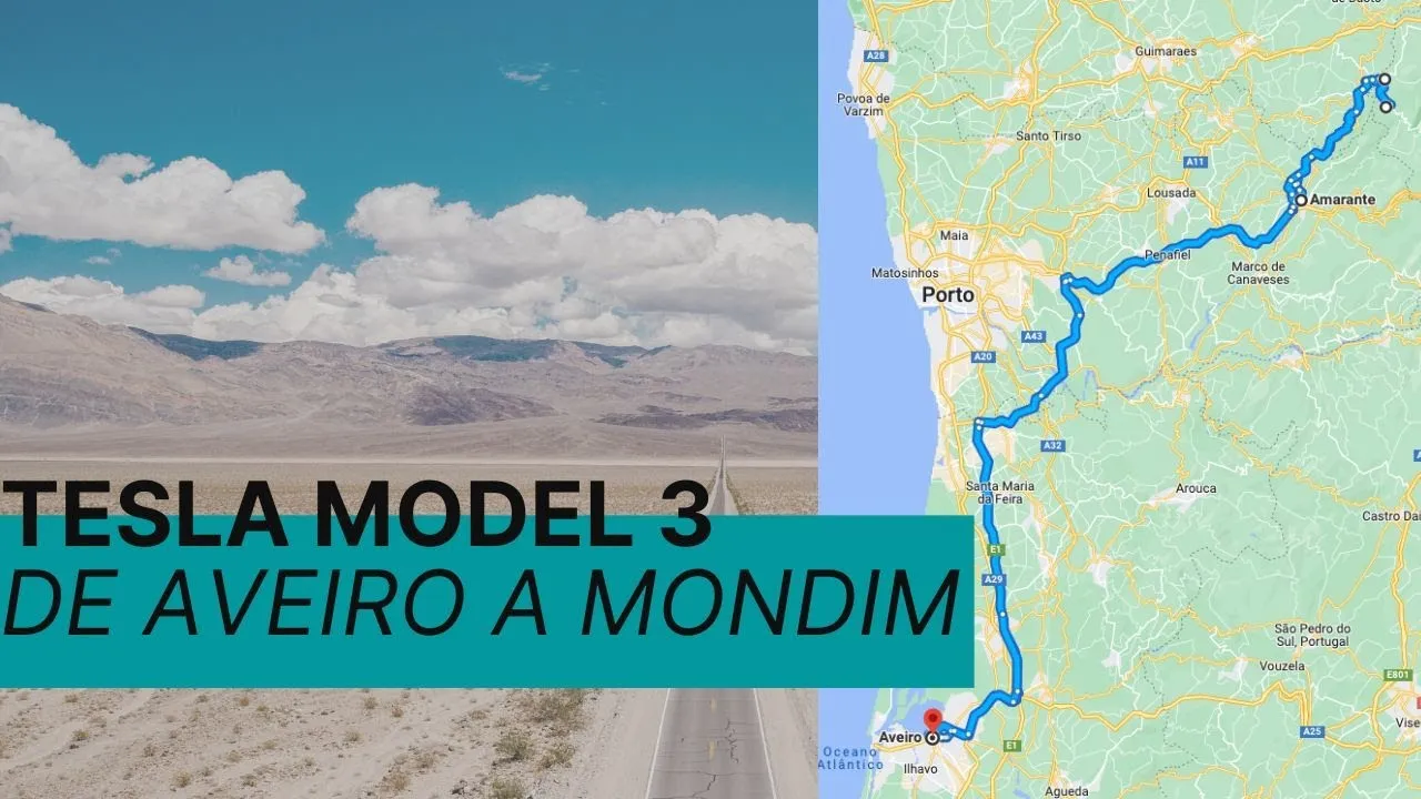 Miniatura do vídeo: Aveiro a Mondim de Basto no Model 3: consumos reais com 5 pessoas