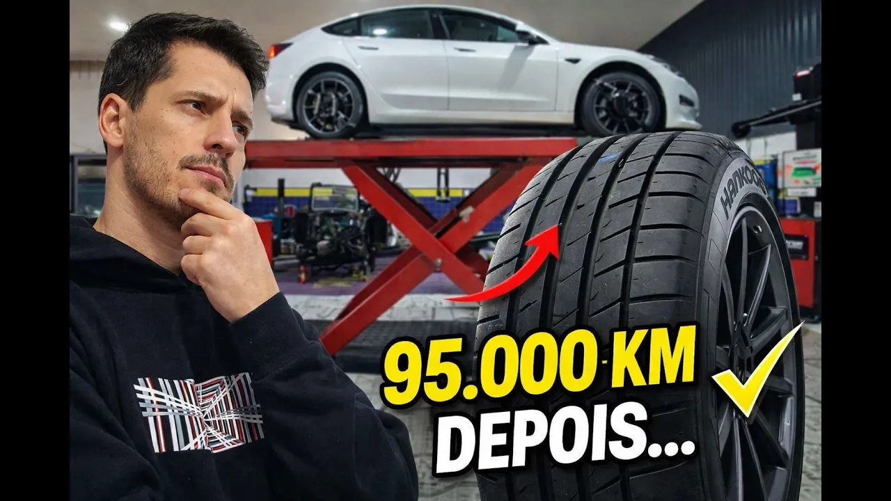 Miniatura do vídeo: Pneus Tesla Model 3: troca aos 95.000 km com Hankook